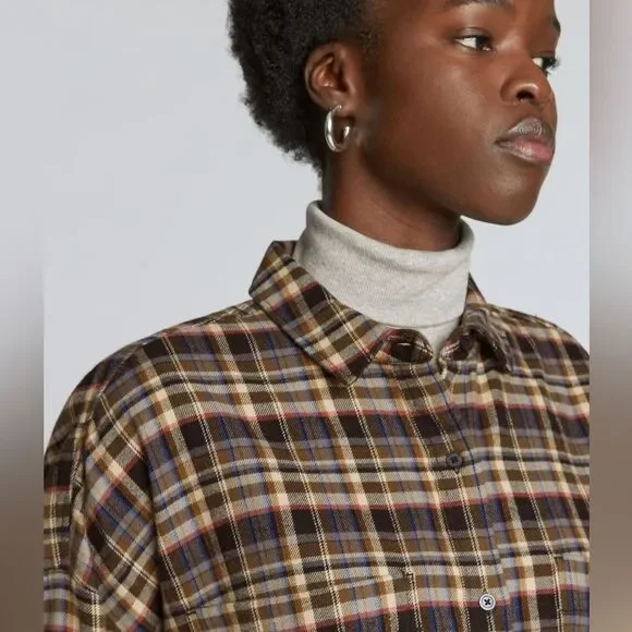 Everlane NWT The Boxy Plaid Flannel Size Small - Picture 3 of 12